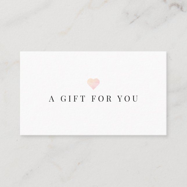 Enkelt intyg för Rosa Heart White Gift Certificate Visitkort (Framsida)