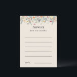 Enkelt jodblomma Fern Beige Bröllop Advice-kort Rådkort<br><div class="desc">Denna enkla utformning av jodblommans fyr-Bröllop-rådgivningskort är en elegant arrangemang av det klassiska guld-geometriska ramar som är förskönat med ömtåliga boho-blommigt-smörjande buketter och stems. Med en palett av tidlösa, elfenbensbeige bakgrunder med enkel klassisk svart typografi och vita, färgstarka vilda blommor, skapande en underbar och polerad romantisk känsla. Genom att samordna...</div>