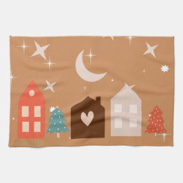 Enkelt jordton God jul Kökshandduk