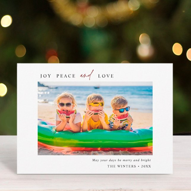 Enkelt Joy Peace Kärlek Photo Ligcape Julkort (Skapare uppladdad)