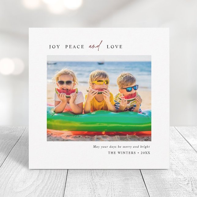 Enkelt Joy Peace Kärlek Photo Square Julkort (Skapare uppladdad)