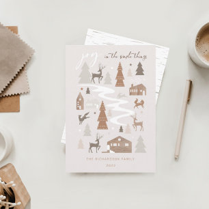 Enkelt Joy Woodland Animals & Mysigt byfoto Julkort