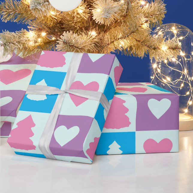 Enkelt julgransviolett och blått presentpapper (Helgdagar)