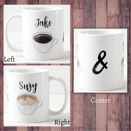 Enkelt kalligrafi par kaffe Älskare Kaffemugg