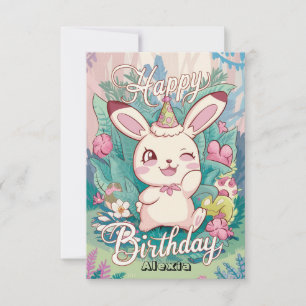 Enkelt kanin Bunny Digital Birthday Kort
