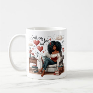 Enkelt Kärlek Bok, African American Girl Reading Kaffemugg