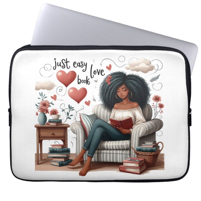 Enkelt Kärlek Bok, African American Girl Reading Laptop Fodral (Framsidan)