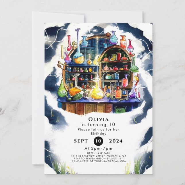 Enkelt kemiskt vetenskapsfolk, fantastiska dagar inbjudningar (Framsida)