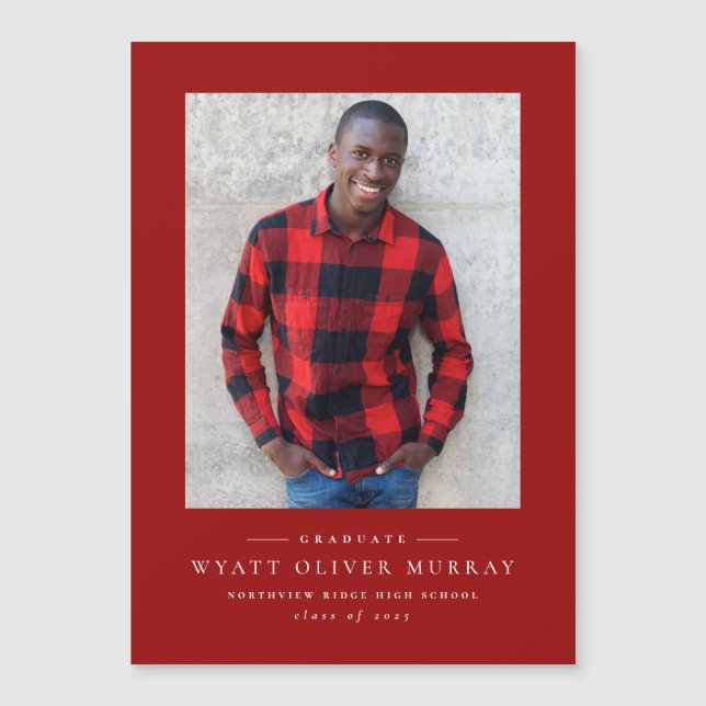 Enkelt klassisk röd studenten-annonsmagnet (Framsida)