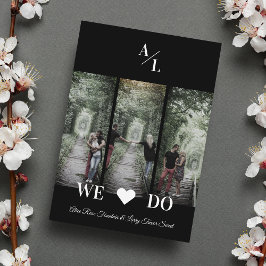 Enkelt klassiskt 3-fotokollage med ett par inbjudningar