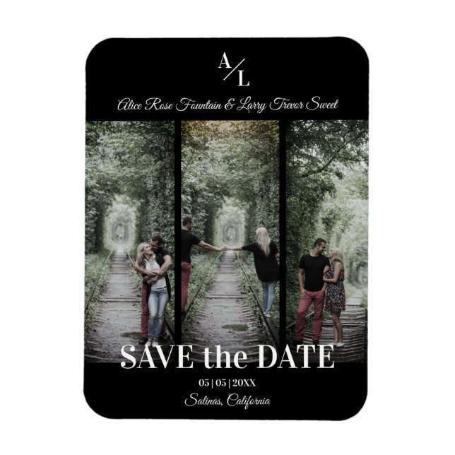 Enkelt klassiskt 3-fotokollage med ett par magnet (Vertikal)