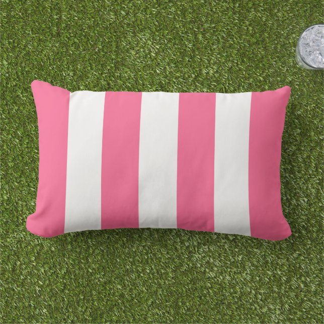 Enkelt klassiskt Bright Rosa Cabana Rand Lumbarkudde (Gräs)