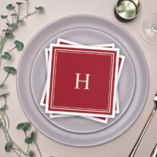 Enkelt klassiskt Elegant Cranberry Red med Monogra Pappersservett