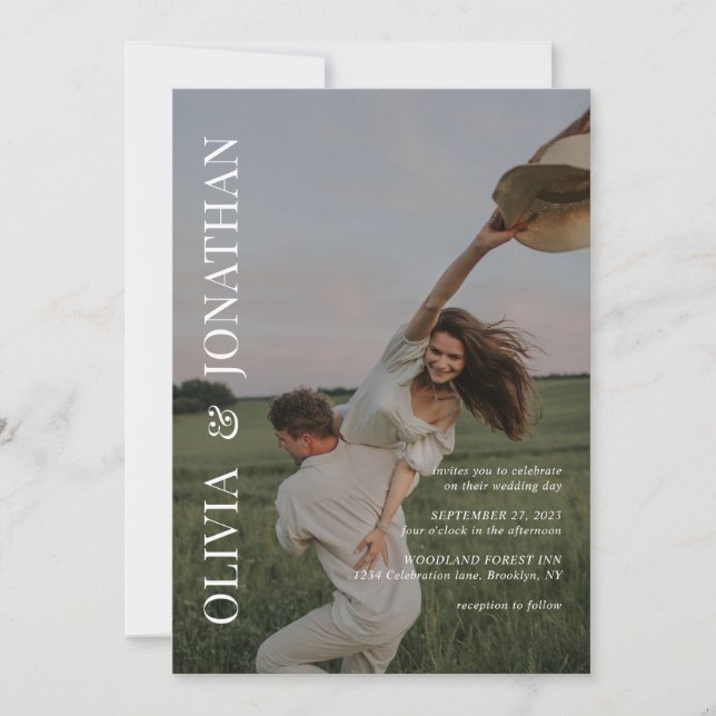 Enkelt klassiskt foto Bröllop Inbjudningar (Framsida)