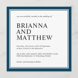 Enkelt klassiskt fyrkantigt havsområde och vitt Br Inbjudningar