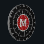 Enkelt klassiskt Monogram svart rött Darttavla<br><div class="desc">Modern svart kartong med enkel röd monogrammedaljon med klassisk blocktypografi som börjar i vitt. Anpassa till en början med ett monogram. användan anpassar menyn för att ändra färg eller typografi i bakgrunden.</div>