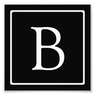 Enkelt klassiskt monogram   Svartvitt Fototryck