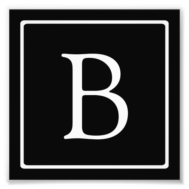 Enkelt klassiskt monogram | Svartvitt Fototryck (Framsidan)