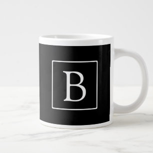Enkelt klassiskt monogram Svartvitt Jumbo Mugg