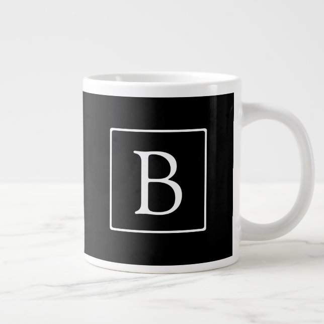 Enkelt klassiskt monogram | Svartvitt Jumbo Mugg (Höger)