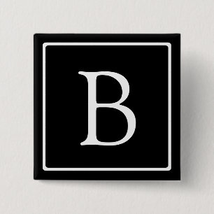 Enkelt klassiskt monogram Svartvitt Knapp
