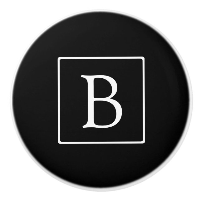 Enkelt klassiskt monogram | Svartvitt Knopp (Framsidan)