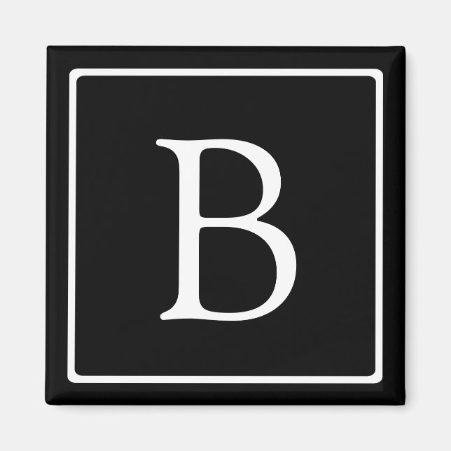 Enkelt klassiskt monogram | Svartvitt Magnet (Framsidan)