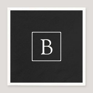 Enkelt klassiskt monogram Svartvitt Pappersservett