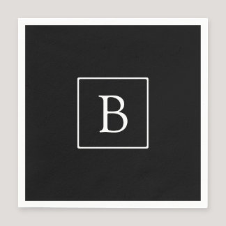 Enkelt klassiskt monogram | Svartvitt Pappersservett