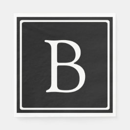 Enkelt klassiskt monogram | Svartvitt Pappersservett
