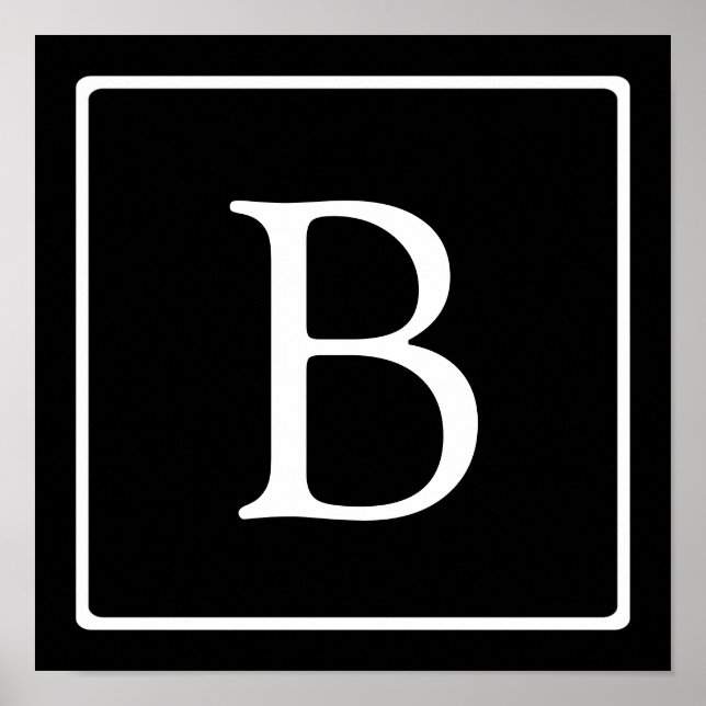 Enkelt klassiskt monogram | Svartvitt Poster (Framsidan)