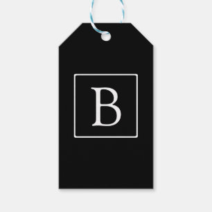 Enkelt klassiskt monogram Svartvitt Presentetikett