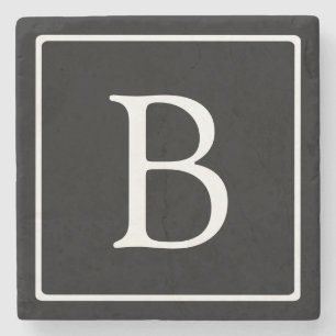 Enkelt klassiskt monogram Svartvitt Stenunderlägg