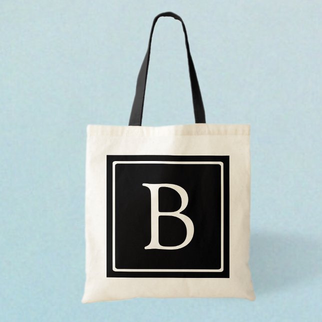 Enkelt klassiskt monogram | Svartvitt Tygkasse (Skapare uppladdad)
