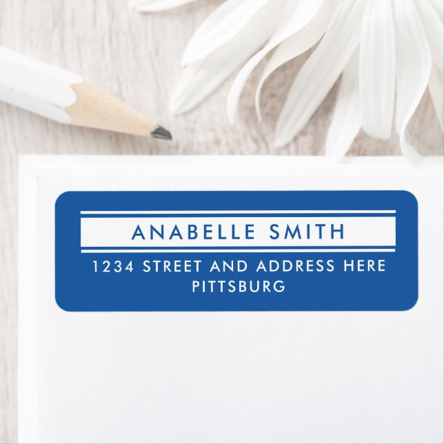 Enkelt klassiskt monokromt blått Returadress typo Returadress Etikett (Insitu)