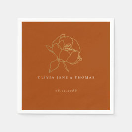 Enkelt klassiskt Peony Rust Guld Fall Blommigt Brö Pappersservett