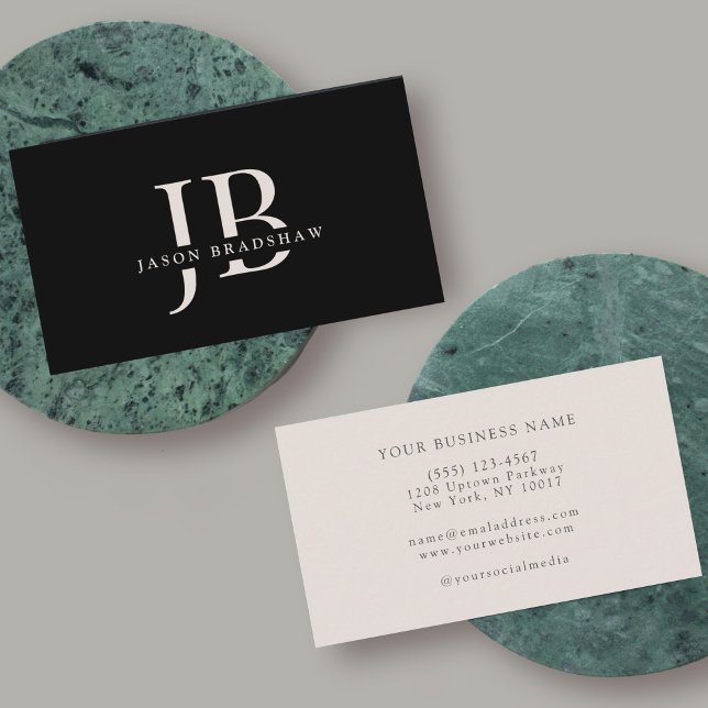 Enkelt klassiskt Professionell Monogram och Namn Visitkort (Simple, classic, professional.)