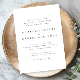 Enkelt klassiskt skript, svart och vit Bröllop Inbjudningar