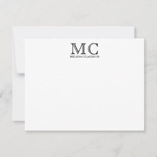 Enkelt klassiskt svart monogramtypografi anteckningskort