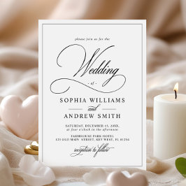 Enkelt klassiskt svartvitt Bröllop Inbjudningar