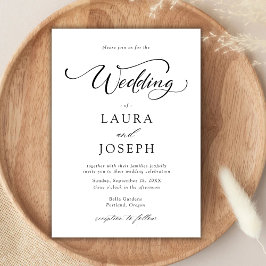 Enkelt klassiskt svartvitt Bröllop Inbjudningar