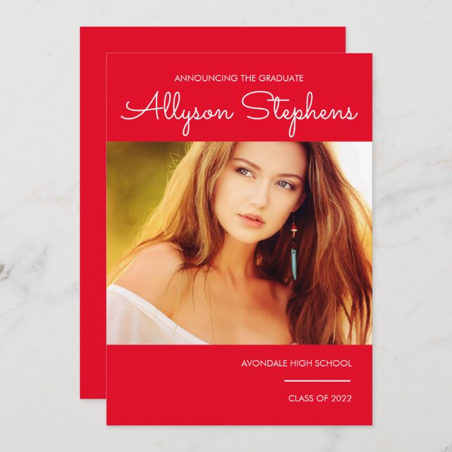 Enkelt klassskript Ett fotorött | Vittext Meddelande (Fram/baksida)