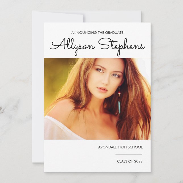 Enkelt klassskript Ett fotovitt | Svart text Meddelande (Framsida)