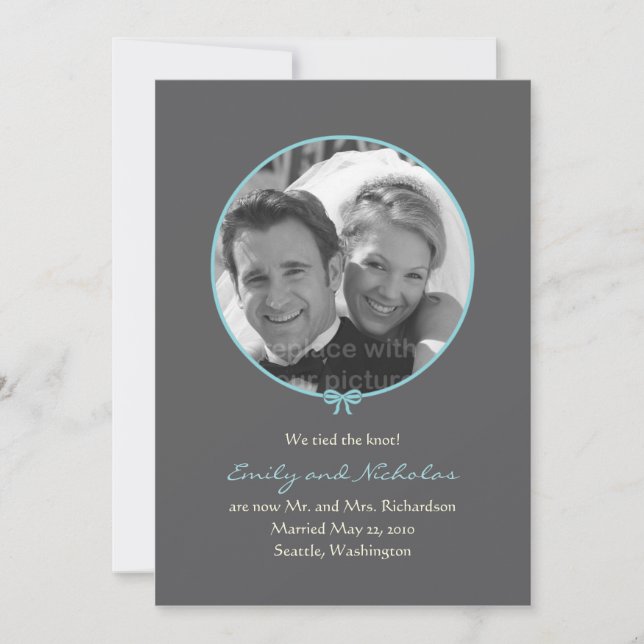 Enkelt Knot Photo Bröllop-meddelande - blått Meddelande (Framsida)
