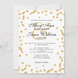 Enkelt konfetti Guld Glitter i och Elegant bröllop Inbjudningar
