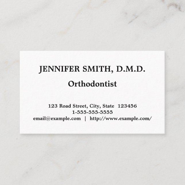 Enkelt, Konservativ Orthodontist-Affärskort Visitkort (Framsida)