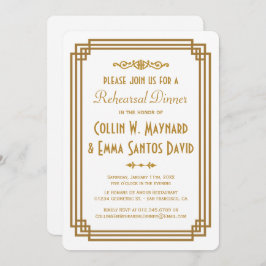 Enkelt konst Deco White Rehearsal Dinner Inbjudan