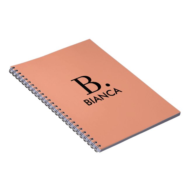 Enkelt korall rosa - minimalistiskt monogram anteckningsbok (Högra Sidan)