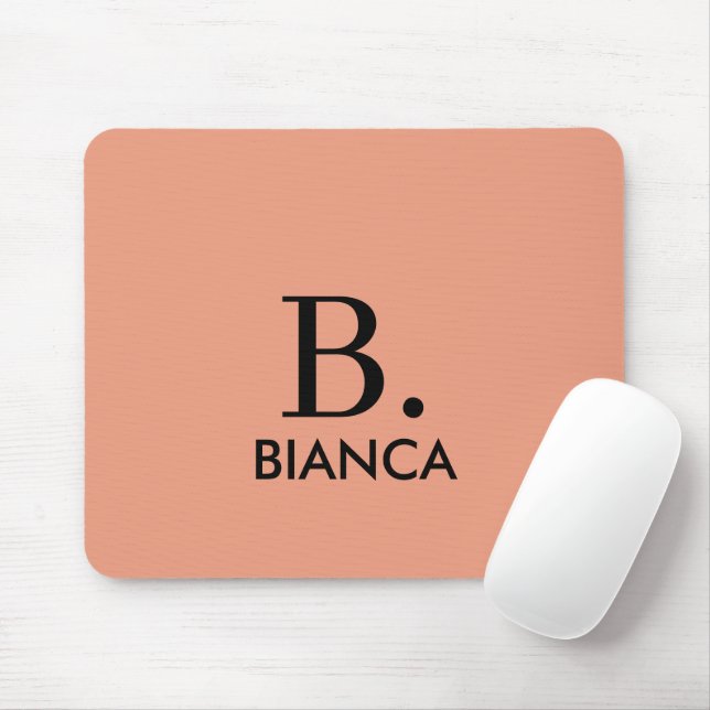 Enkelt korall rosa - minimalistiskt monogram musmatta (Med mus)