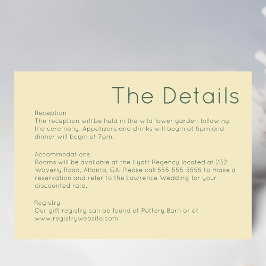 Enkelt kort för Bröllop-hölje för Retro Straw Gult